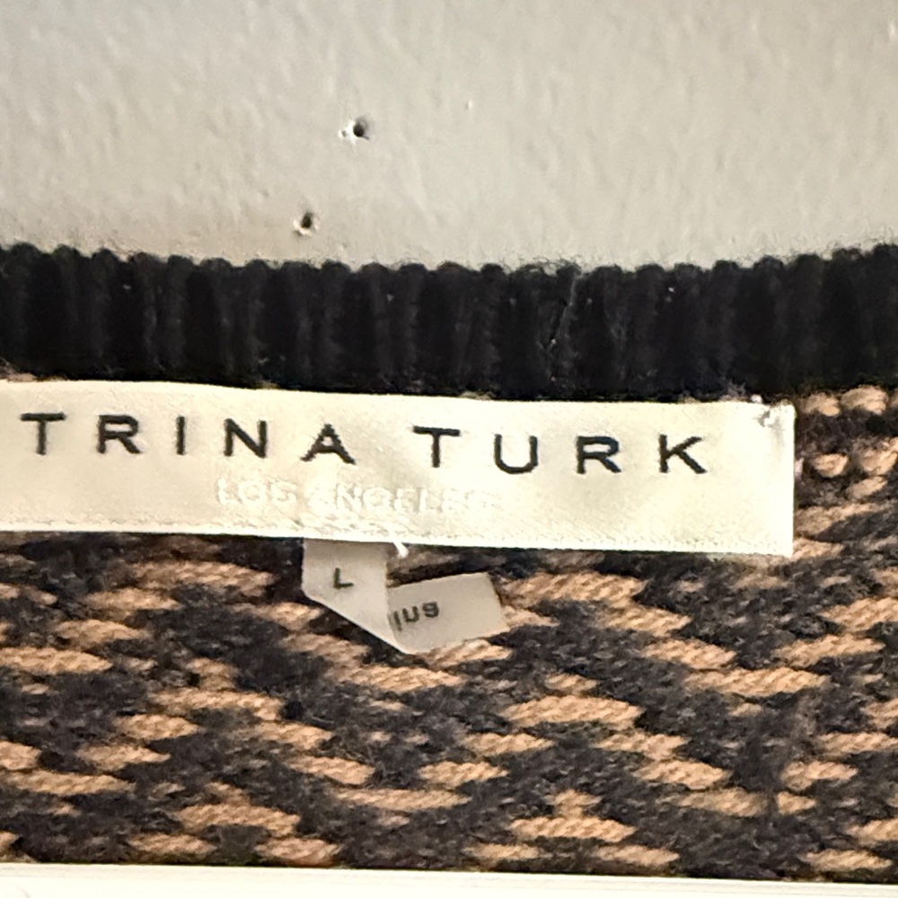 Trina Turk Black and Tan Chevron Sweater - Picture 2 of 3